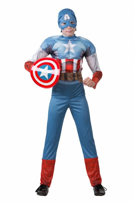 Костюм Капитан Америка 5091 Костюм для мальчиков Капитан Америка. В комплекте: комбинезон, маска, щит