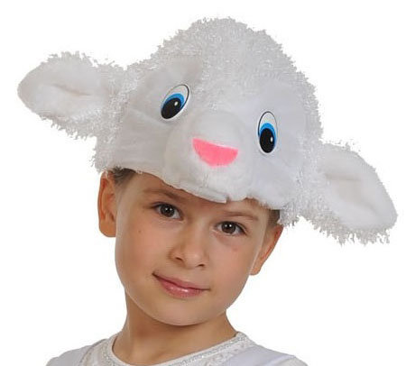 Шапочка Овечка 4050 Детская карнавальная шапочка Овечки из плюша. Размер 53-55см