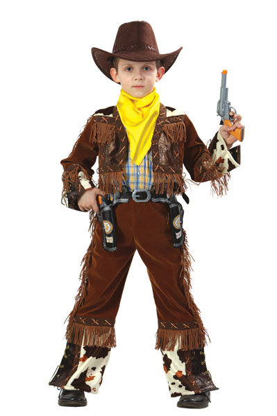 Костюм Ковбой 424 Карнавальный костюм Ковбоя для мальчиков. В комплекте: жилет, брюки, бандана, шляпа + 2 пистолета
