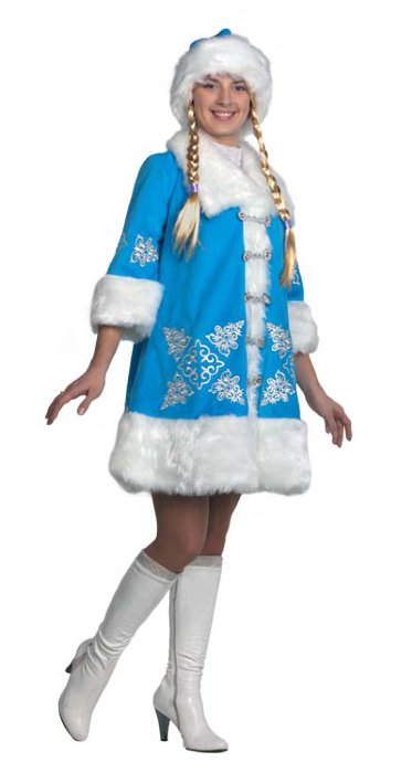 Костюм Снегурочка вышивка 1113 Костюм женский Снегурочка состоит из короткой шубки с вышивкой и шапочки с косами