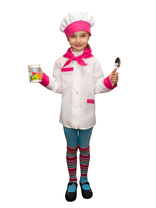 Костюм Повар девочка  Костюм Повара для девочки 4-5 лет. В комплекте: колпак, галстук и курточка