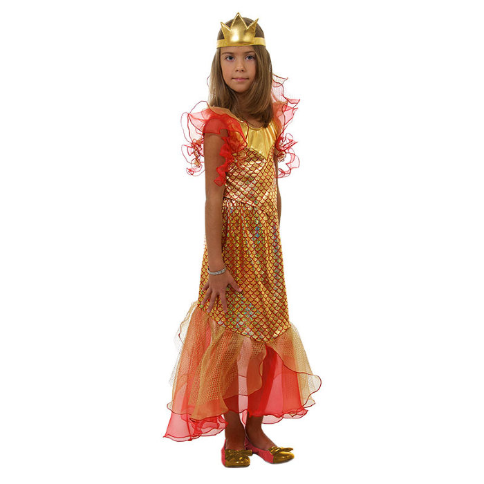 Костюм Золотая рыбка - 2 Костюм сказочной Золотой рыбки для девочек 5-7 лет. В комплекте блуза с юбкой и корона.