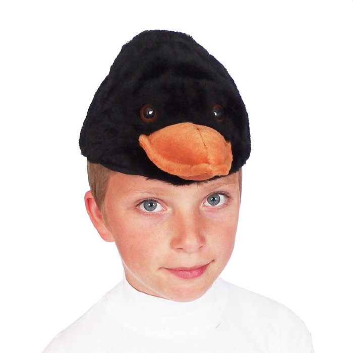 Шапочка Ворон С2052 Карнавальная шапочка Ворон из меха, для детей от 4 до 10 лет