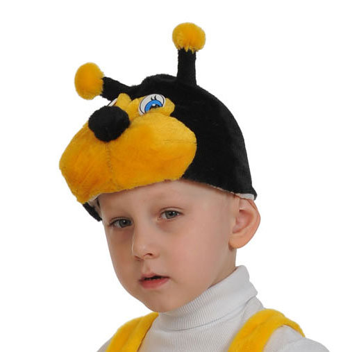 Шапочка Шмель, Пчелка 4030 Детская карнавальная шапочка Пчелка или Шмель для девочек и мальчиков 3-7 лет, размер 53-55см
