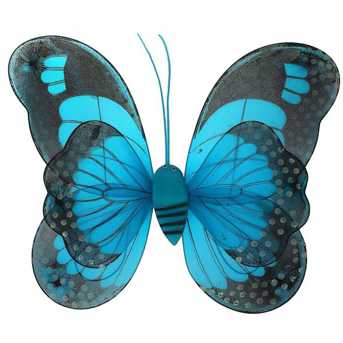 Крылья бабочки голубые Красивые крылья сине-голубой бабочки для девочек, размер 38*49см