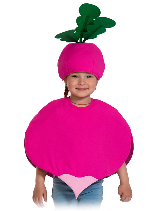 Костюм Редис 5231 Костюм  розовый Редис для детей 4-7 лет, рост 98-128 см.  В комплекте: шапочка и накидка.