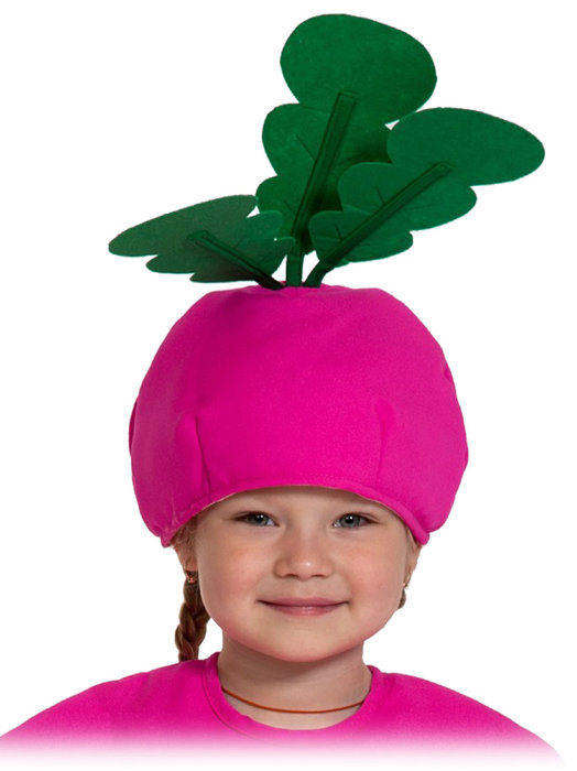 Шапочка Редис 4131 Карнавальная шапочка Редиски для праздника урожая и осени для деток от 4 до 12 лет