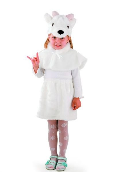 Костюм Козочка белая 166 Детский карнавальный костюм для девочки 3-5 лет. В комплекте шапочка, пелерина, юбка