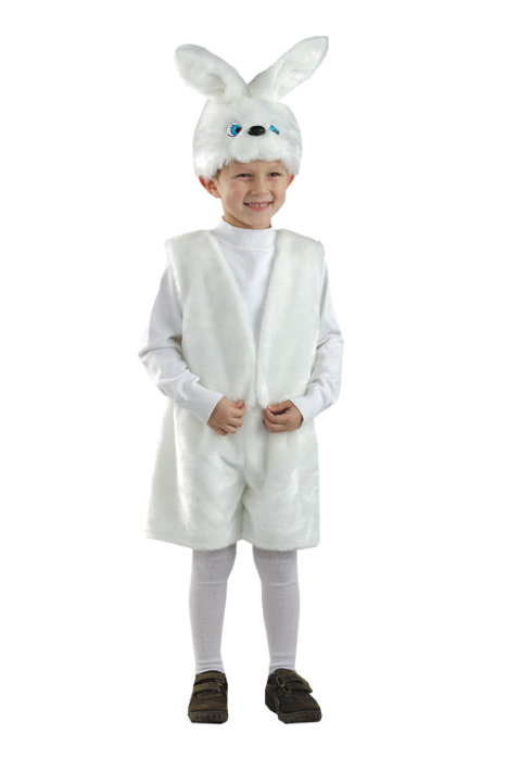 Костюм Заяц белый Ушастик Б-506 Костюм Заяц белый Ушастик для мальчиков 5-7 лет. В комплекте: маска, жилет, шорты