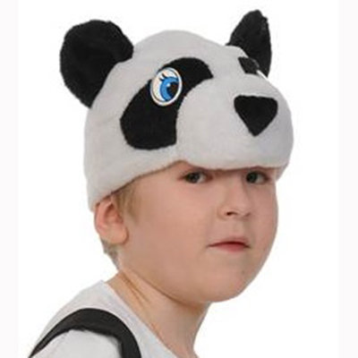 Шапочка Панда 4054 Детская карнавальная шапочка Панда для мальчиков 3-7 лет, размер 53-55см