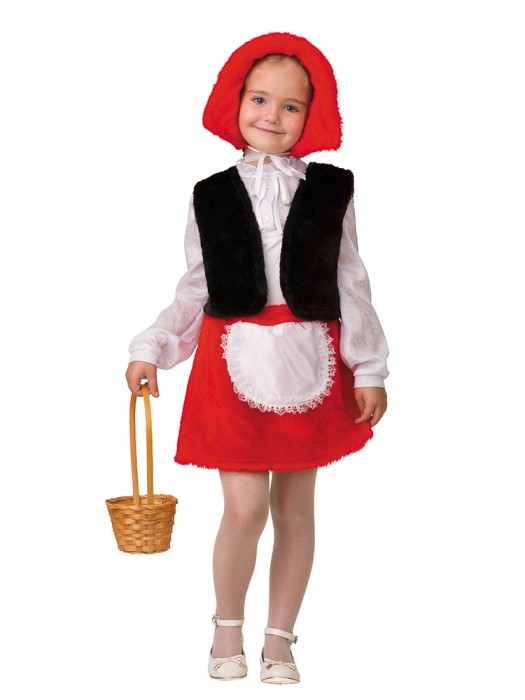 Костюм Красная шапочка мех 111 Карнавальный костюм для девочки 3-5 лет. В комплекте: шапочка, жилет, юбка