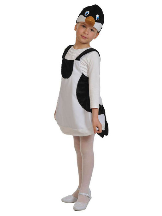 Костюм Сорока ткань-плюш 2058 Детский карнавальный костюм Сороки для девочки  от 3 до 5 лет , в комплекте: шапочка, сарафан