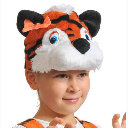 Шапочка Тигрица 4036 Детская карнавальная шапочка Тигрица для девочек 3-7 лет, размер 53-55см