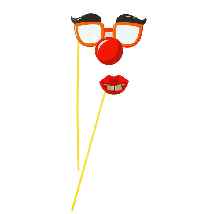 Фотобутафория гигант: губки и очки с бровями Набор для шутливой  фото сессии: очки с бровями и клоунским носом и губки с зубками )), размер 20*30см