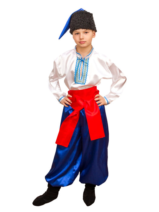 Костюм Украинский мальчик Карнавальный костюм Украинец, казак - для мальчика, в комплекте: шапка, рубаха, шаровары, пояс, сапоги
