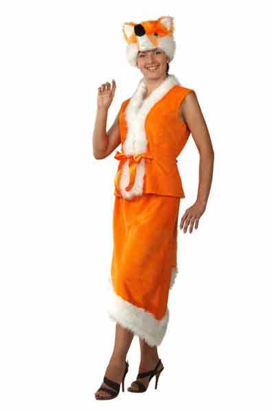 Костюм Лиса 6034 д/взр Женский карнавальный костюм Лисы размер 44-46, в комплекте жакет, маска и юбка