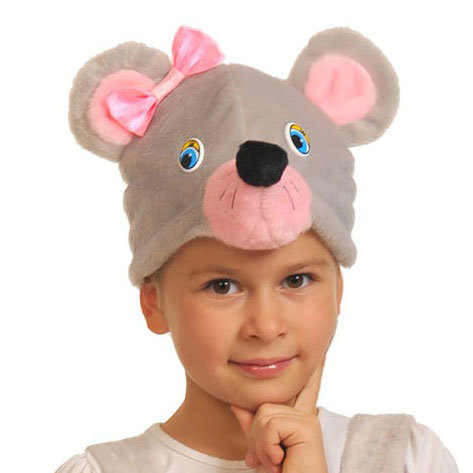 Шапочка Мышка 4024 Карнавальная шапочка для костюма Мышка, сшита из плюша, размер 53-55см