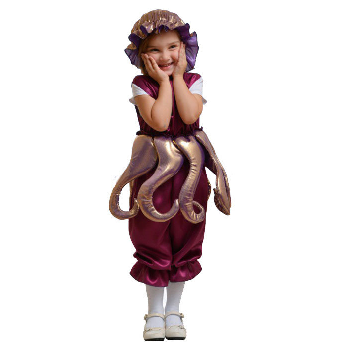 Костюм Осьминог фиолетовый Костюм Осьминога из текстиля для девочки. В комплект входит: штаны, шапка, щупальца