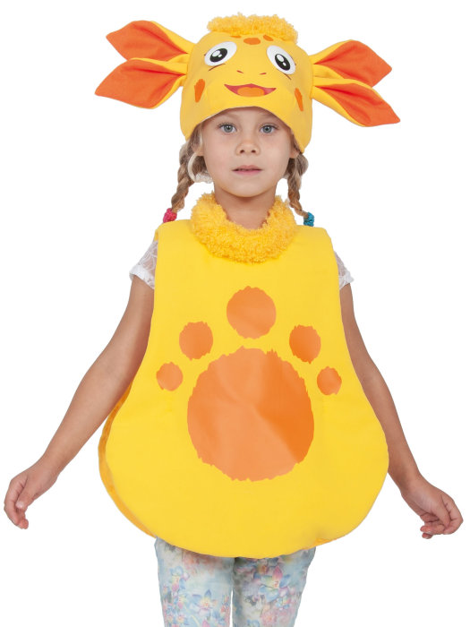 Костюм Луня 87005 Детский костюм Луня из мультфильма Лунтик для девочек 4-5 лет. В комплекте: туника и шапочка