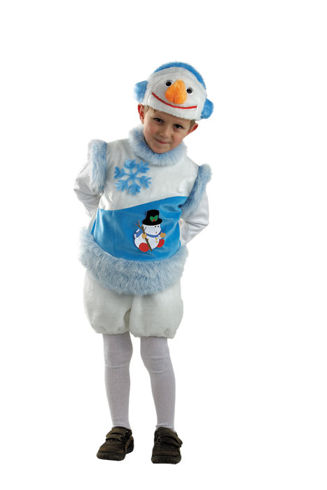 Костюм Снеговик снежный 271 Костюм для мальчика 3-5 лет, снежный Снеговик! В комплект костюма входит маска, безрукавка и шорты
