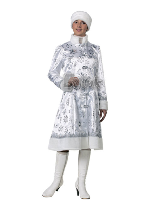 Костюм Снегурочка сатин белая 190 Женский костюм Снегурочки, размер 48-50. В комплекте: шуба и шапочка. 