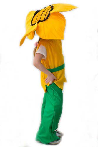 Костюм Подсолнух Бо1121 Детский карнавальный костюм Подсолнуха на 3-5 лет. В комплекте шляпа, кофта, штаны, пояс