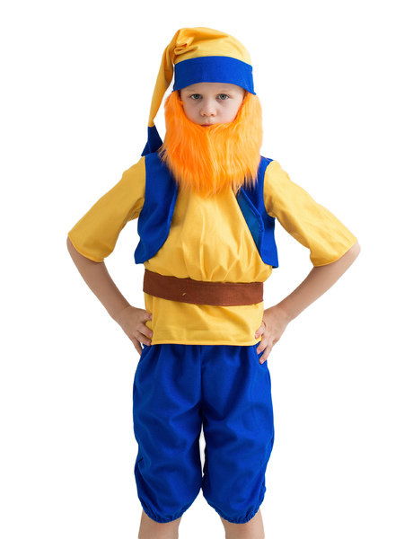 Костюм Гном в жилете Бо2142 Детский карнавальный костюм на мальчика 5-7 лет. В комплекте колпак, борода, кофта, набивной живот, пояс и бриджи.