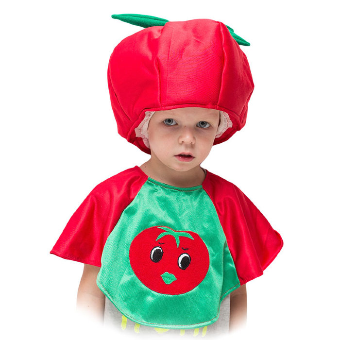 Костюм Помидор 2234 Детский костюм Помидор в эконом варианте на 5-7 лет, в комплекте шапочка, пелеринка.