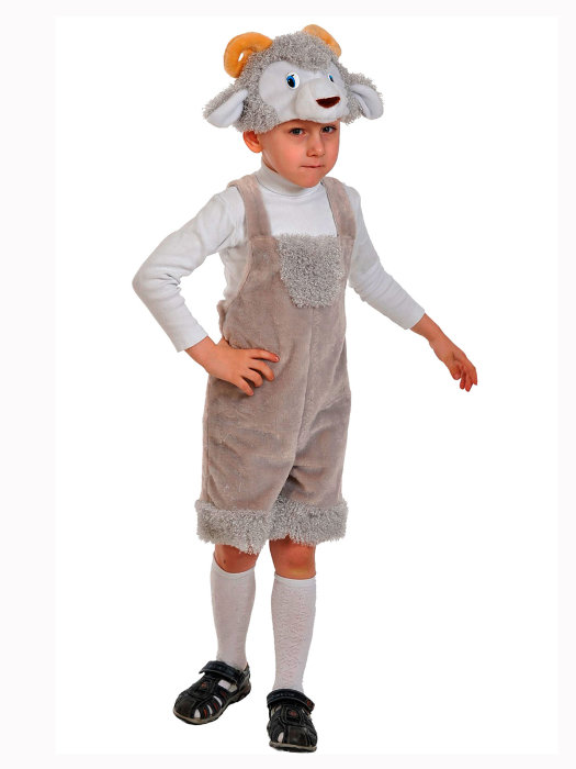 Костюм Барашек плюш 3049 Карнавальный костюм барашка для мальчика 3-5 лет размер XS ( рост 100-110 см). В комплекте маска и полукомбинезон.