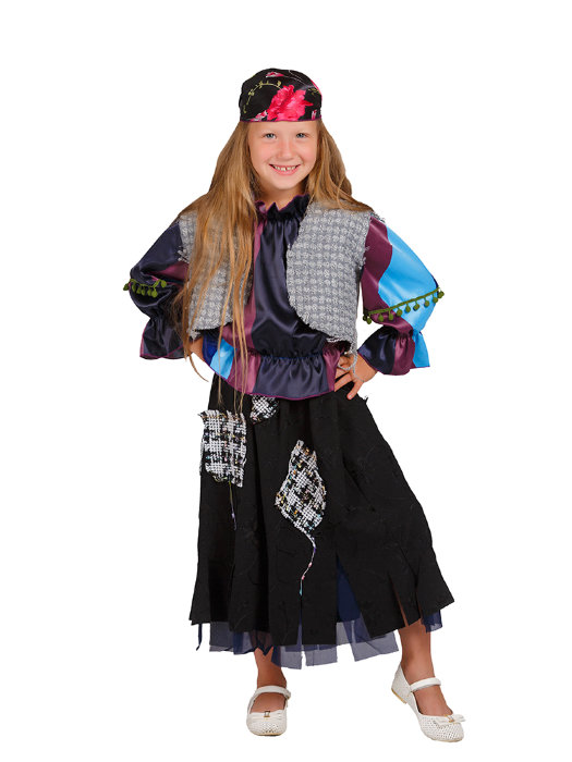 Костюм детский Баба Яга А008 Детский костюм сказочной Бабы Яги для девочек 4-6 и 10-12 лет. В комплекте: косынка, жилет, блуза и юбка.
