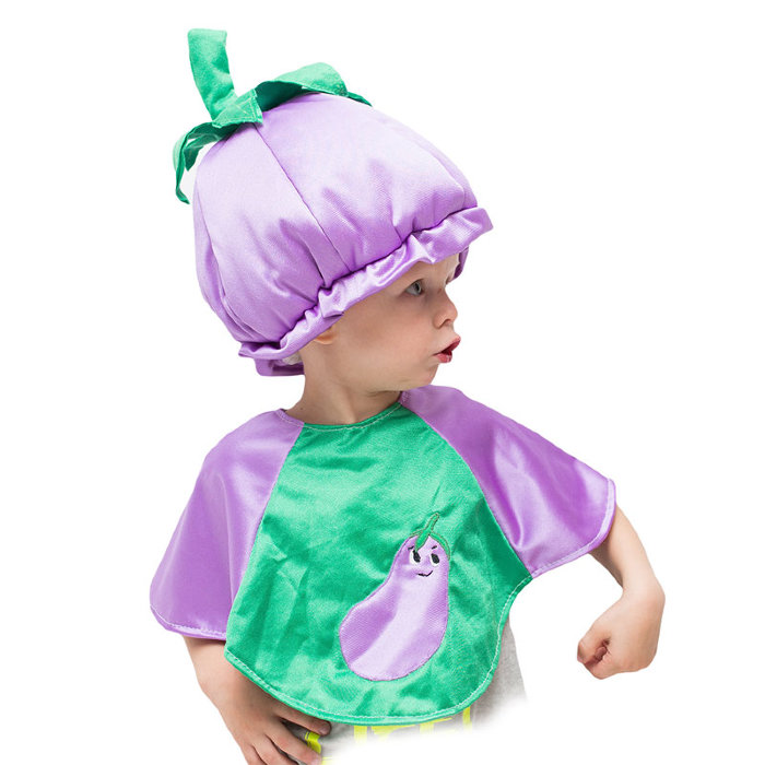 Костюм Баклажан 2235 Детский костюм Баклажан для праздника осени в эконом варианте на 5-7 лет, в комплекте шапочка, пелеринка.