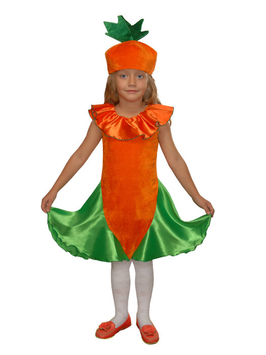 Костюм Морковка  Костюм Морковки для девочек от 5 до 7 лет, состоит из платья и шапочки