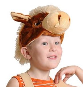Шапочка Коник 4010 Карнавальная шапочка для костюма лошадки Коня, из плюша для мальчиков 3-8 лет, размер 53-55 см.