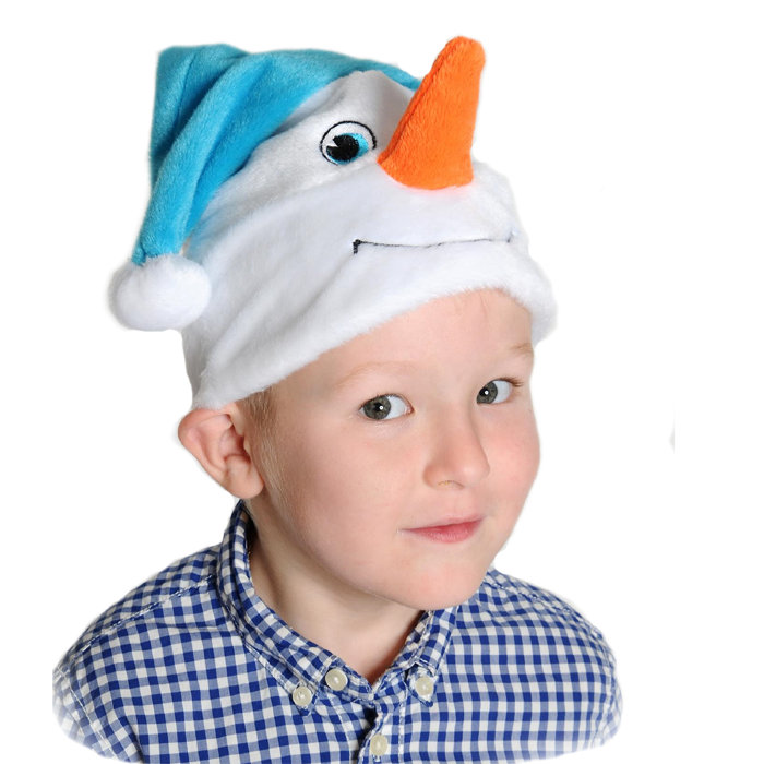 Шапочка Снеговик 4007 Карнавальная шапочка для костюма Снеговик, из плюша для детей 3-8 лет, размер 52-54 см.