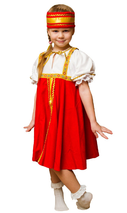 Костюм Хоровод Бо1723 Костюм для девочки в русском национальном стиле. В комплекте: рубаха, сарафан, повязка на голову