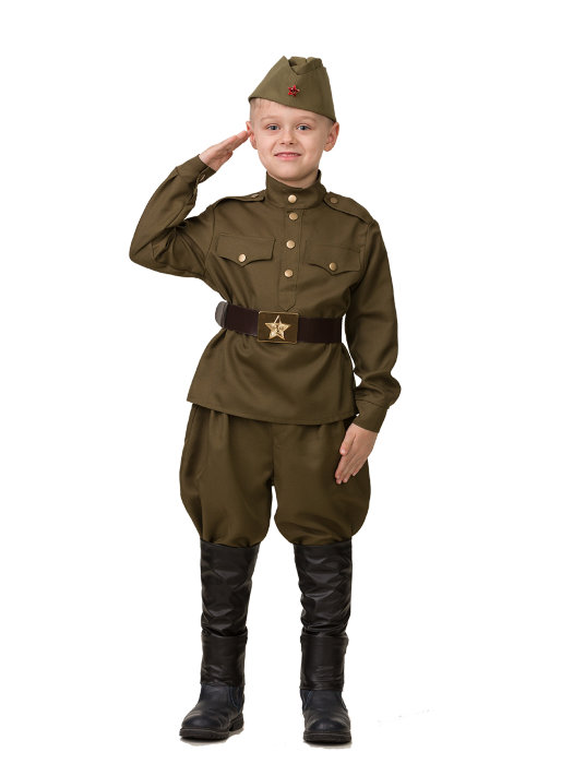 Костюм военный, Солдат в галифе 8011 Военный костюм Солдата для мальчиков. 
В комплекте:пилотка, гимнастерка, ремень, галифе, имитация сапог