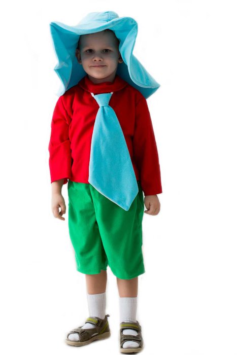 Костюм Незнайка 1062 Детский костюм Незнайки для мальчика 5-7 лет. В комплекте шляпа, рубашка, галстук и бриджи