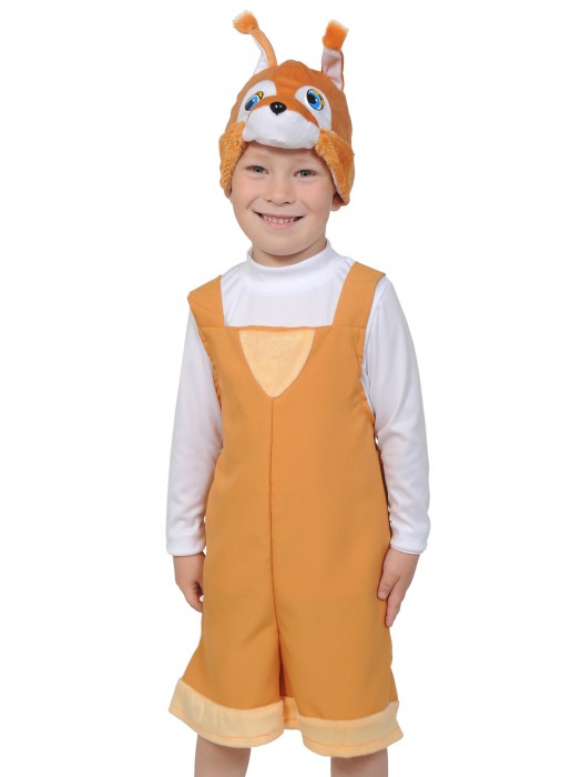 Костюм Бельчонок ткань-плюш 2014 Карнавальный костюм Бельчонок для мальчика 3-5 лет  ( рост 92-122 см). В комплекте маска и полукомбинезон.