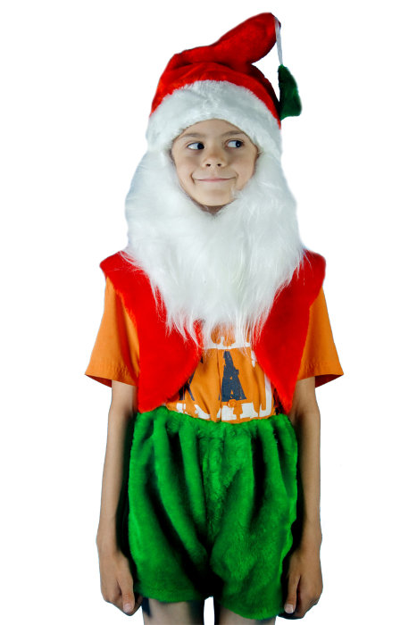 Костюм Гном С1003 Детский карнавальный костюм Гнома от Карнавал-СПб, в комплекте шапочка с бородой, жилет, шорты