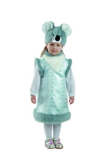 Костюм Мышка Норушка 208 Детский костюм из шелка с мехом для девочки 3-5 лет, состоит из шапочки и сарафана