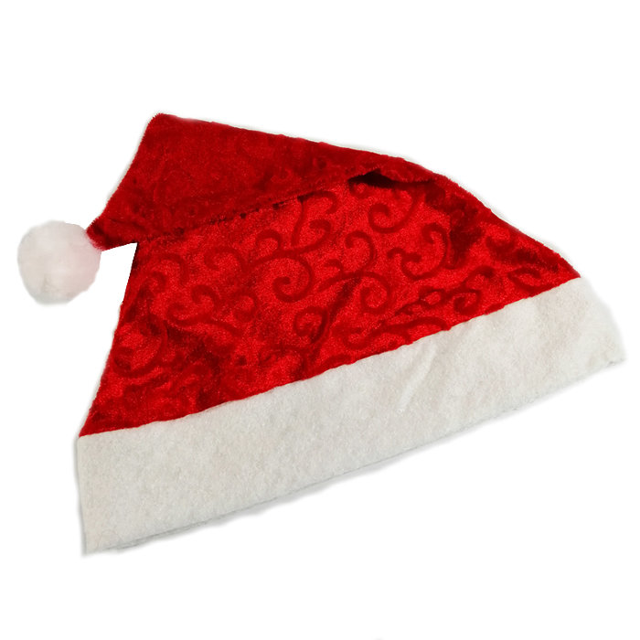 Новогодний колпак Деда Мороза красный, велюр Новогодний колпак Деда Мороза из велюра и нетканной ткани, размер 28*37см. Подойдет и взрослым и детям