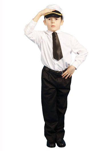 Костюм Капитан Ве7004 Костюм Капитан для мальчиков на рост 116-122см, состоит из минимального количества деталей и легко комбинируется с джинсами, брюками и другой повседневной одеждой. В комплекте: кепка и галстук