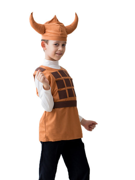 Костюм Викинг 962 Карнавальный костюм Викинг для мальчика 5-7 лет. В комплекте: шлем, безрукавка, пояс