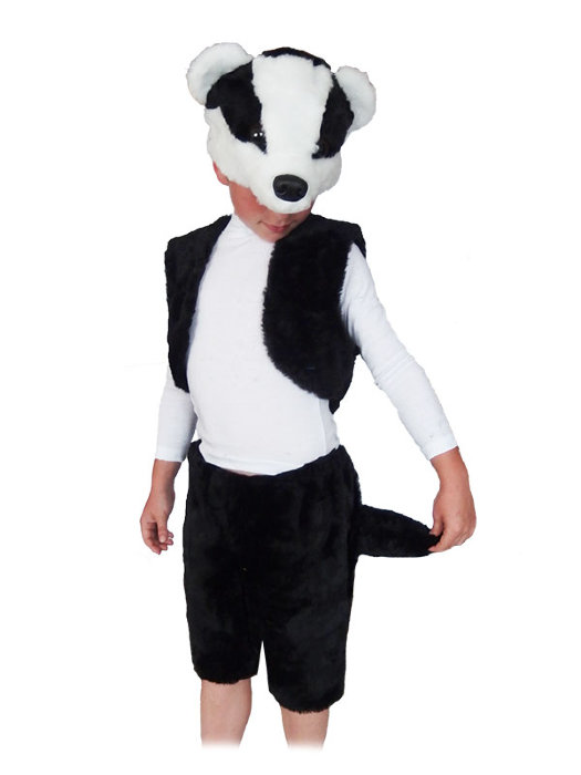 Костюм Барсук С1096 Детский карнавальный костюм Барсука для мальчика 4-8 лет, в комплекте: жилет, шорты с хвостом, шапочка