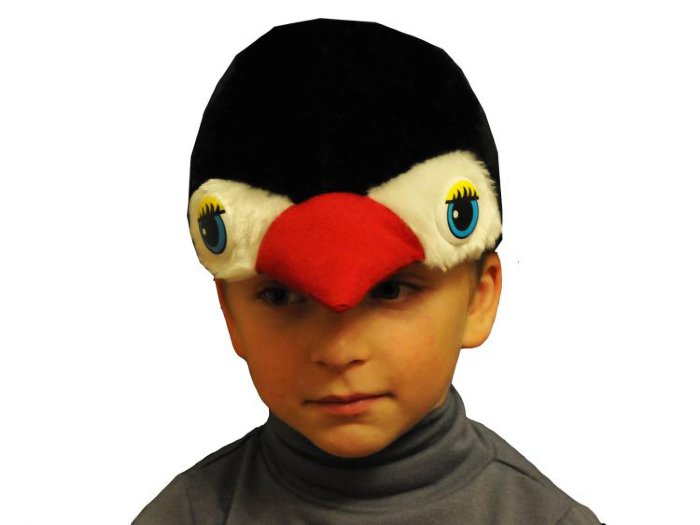 Шапочка Пингвин С2015 Детская маскарадная шапочка для костюма Пингвин из меха