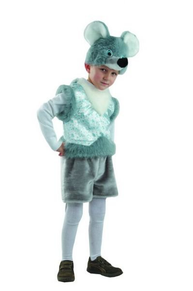 Костюм Мышонок Пушистик 214 Детский карнавальный костюм для мальчика 3-5 лет. В комплекте маска, безрукавка и шорты