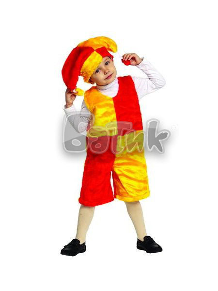 Костюм Скоморох 123 Детский костюм Скомороха из легкого меха на возраст 3-5 лет. В комплект входит маска, жилет и шорты.