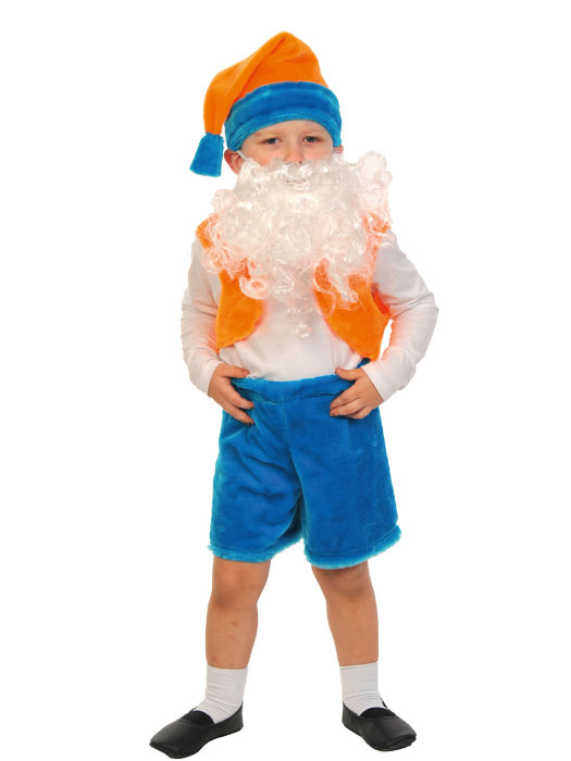 Костюм Гномик-2 лайт 00-3003 Детский костюм Гномик для мальчика 3-5 лет. В комплекте: шапочка с бородой, шорты, жилет