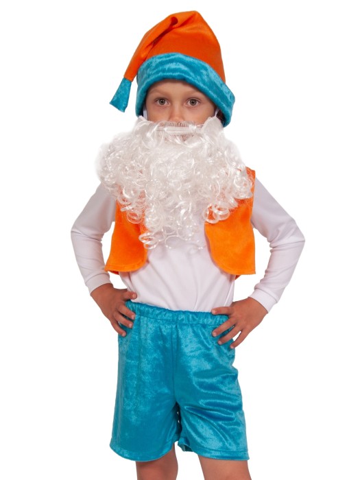 Костюм Гномик-2 лайт 00-3003 Детский костюм Гномик для мальчика 3-5 лет. В комплекте: шапочка с бородой, шорты, жилет