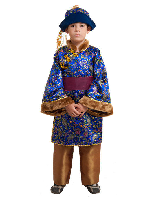 Костюм Китайский император А189 Костюм Китайский император из парчи и меха. В комплекте: шапка, штаны, пояс и кимоно.